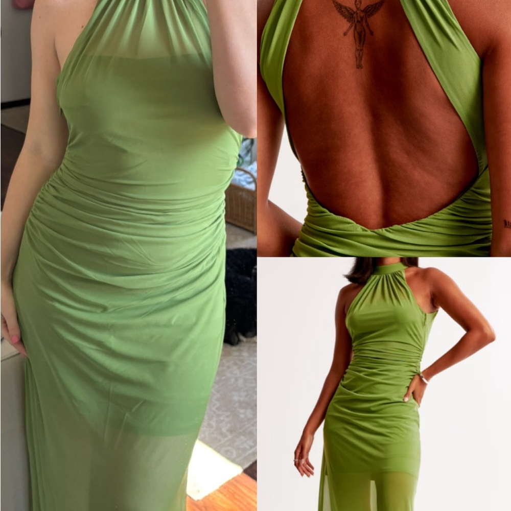 Elegant Green Halter Dress